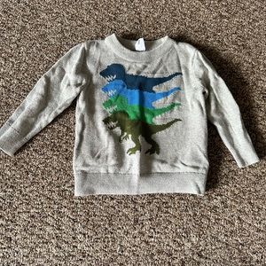 Gap 18-24 month gray, blue, and green Dino pullover sweater